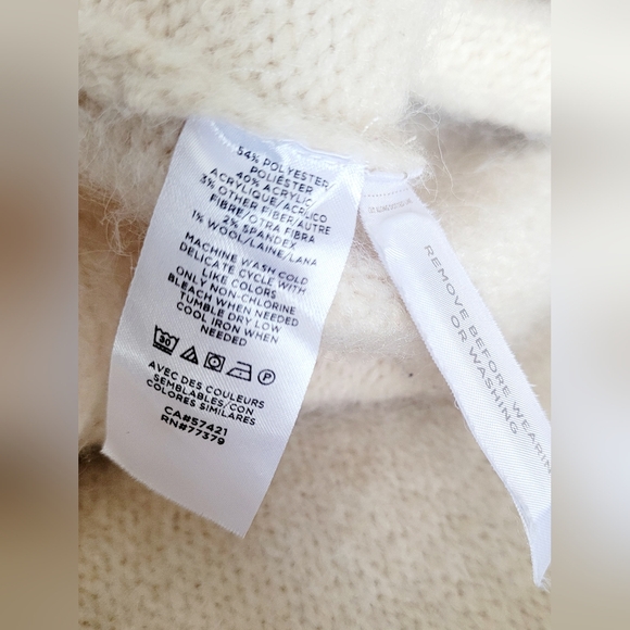 Ann Taylor Women Oversize Wool Blend Seeater Colorblock Mock Neck Cream/Mauve S - Picture 9 of 16